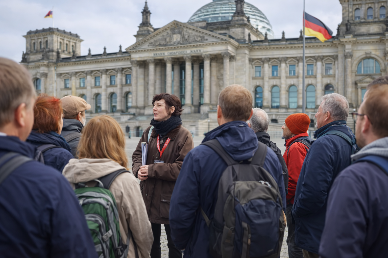 Berlin Guide Charlotte mit Reisegruppe